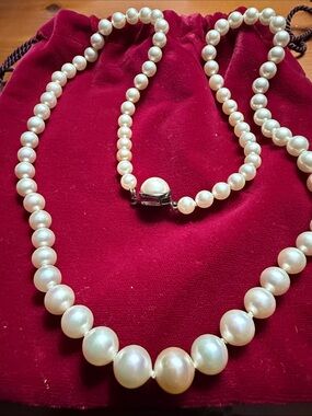 Cultured White Pearl Strand Necklace with Silver-Tone Clasp